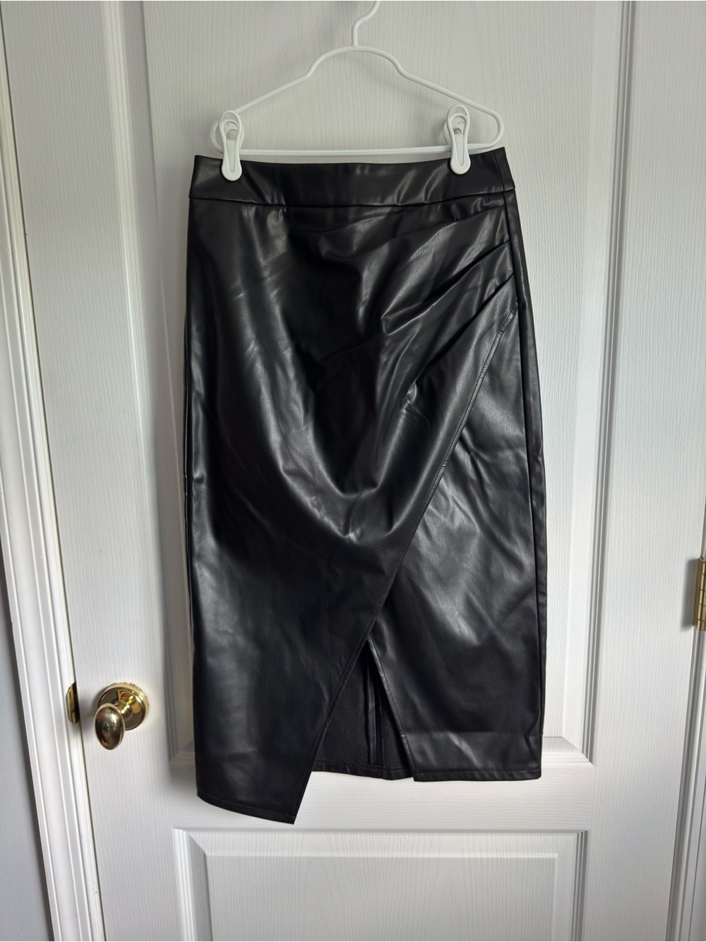 Commense Pleated Split PU Leather Skirt - Picture 3 of 8